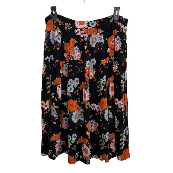 ModCloth | Black Floral Button Midi Skirt 16W NWT Cottagecore Prairie Fairy - Picture 7 of 7